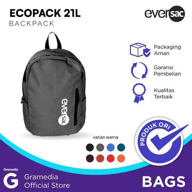 Backpack / Tas Ransel / Tas Sekolah Eversac Ecopack Grey