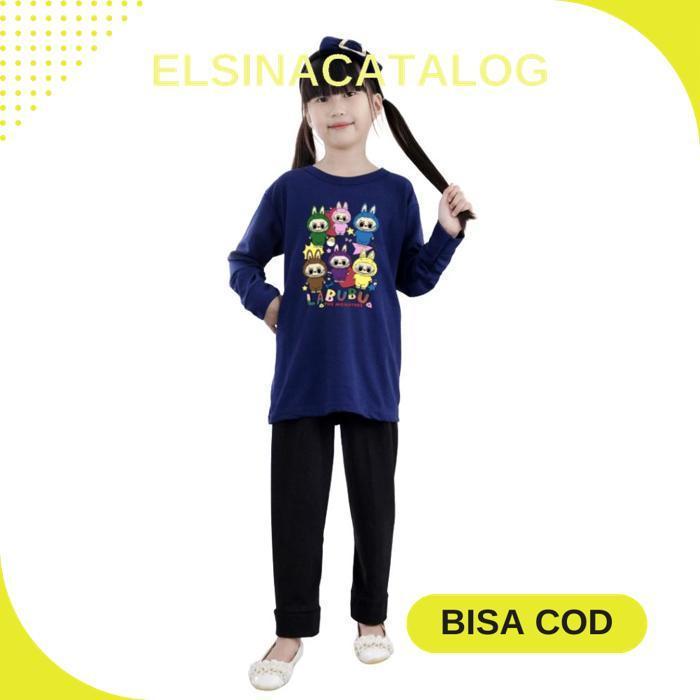 Paling Murah Bisa COD Setelan tunik muslimah anak perempuan motif monster labubu untuk usia 3-11 tah