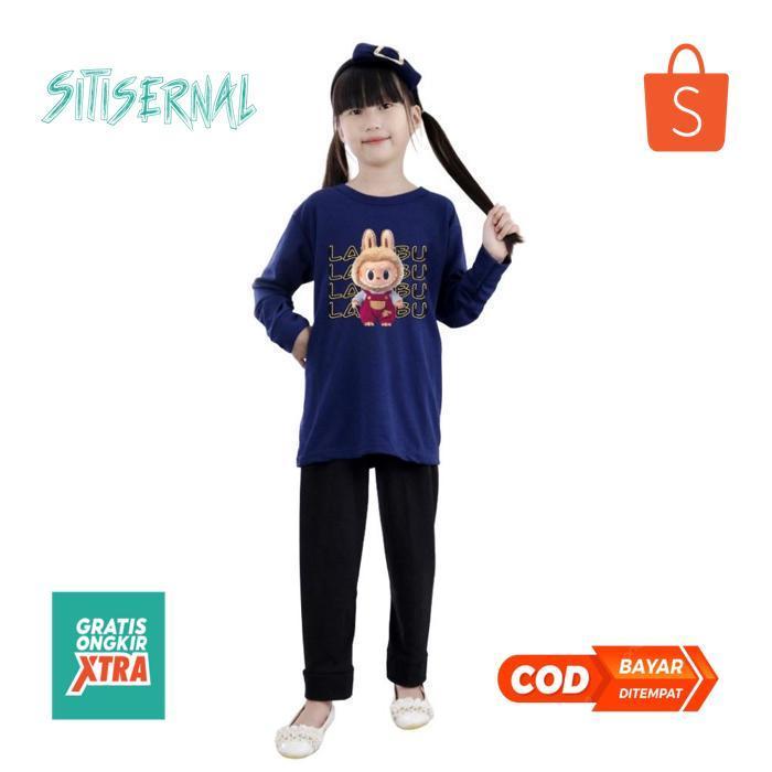 tg-342 An85 Setelan tunik anak cewek motif labubu kekinian untuk usia 3-11 tahun Original Original