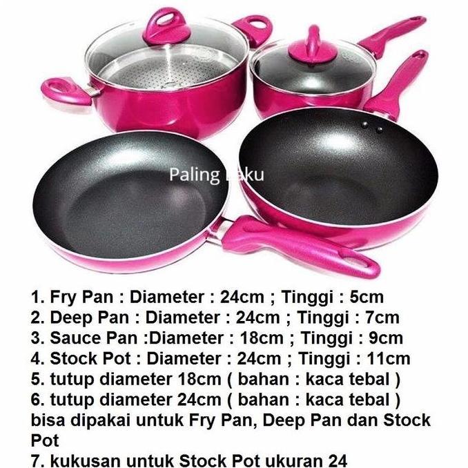 Supra Rosemary Cookware - Supra Panci Set 7Pcs Pink Wine