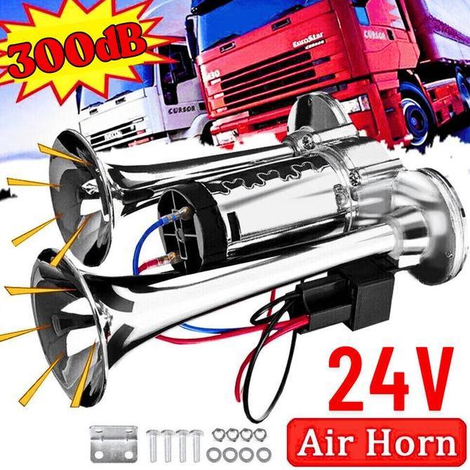 COD Klakson Trompet Mobil Truk 12/24 Volt Suara Kencang Tanpa Angin Double Horn Zinc Alloy 300dB H2 