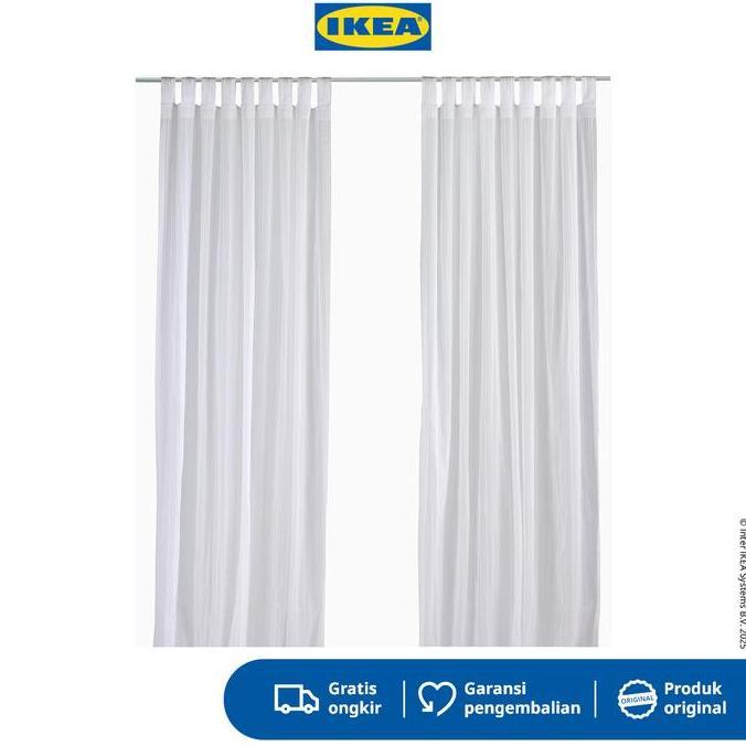 Terlaris IKEA MATILDA Gorden Tipis 1 Pasang Dengan Tab Atas / Putih 140x250cm Katun