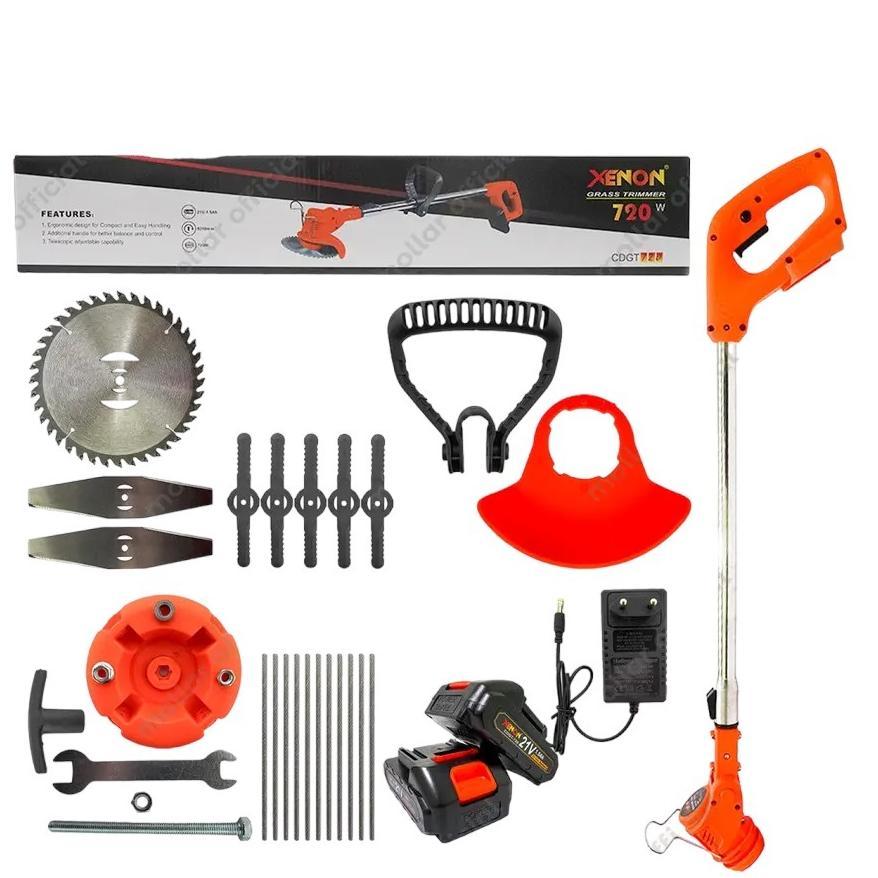 Mesin Potong Rumput 18V Baterai XENON CDGT720 Cordless Grass Trimmer 2batrai mesin pemotong rumput