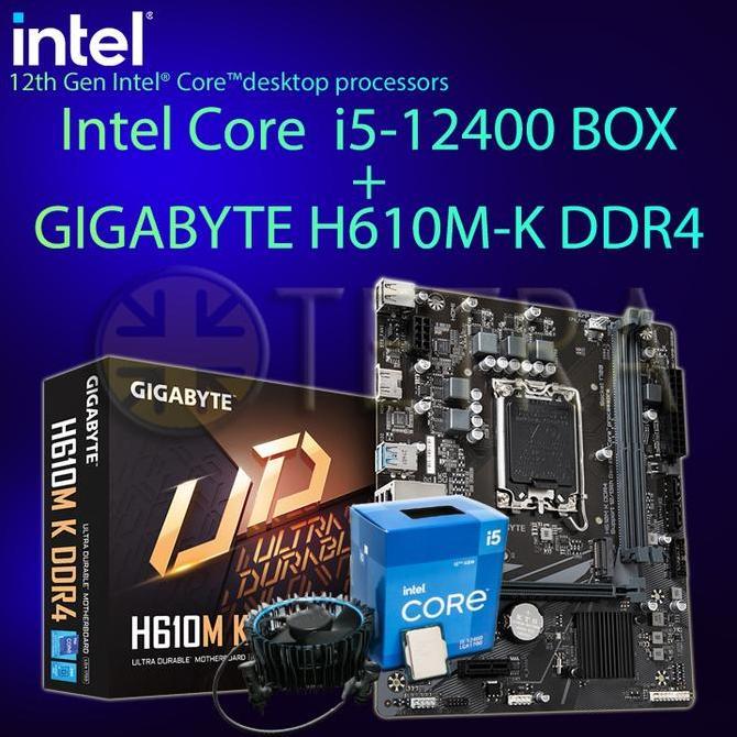 TERBARU - [Bundle] Intel Core i5-12400 BOX +  GIGABYTE H610M K DDR4 Motherboard