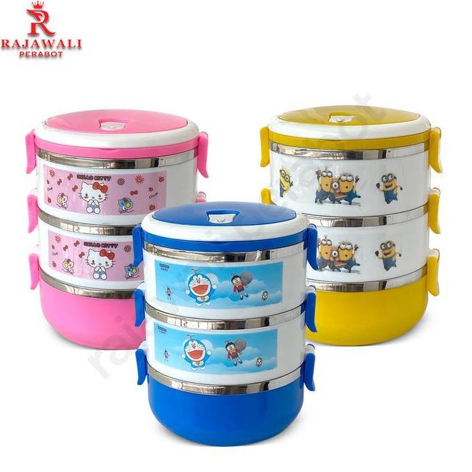 TERMURAH - Rantang Makanan Lunch Box Susun 3 Stainless Tahan Panas