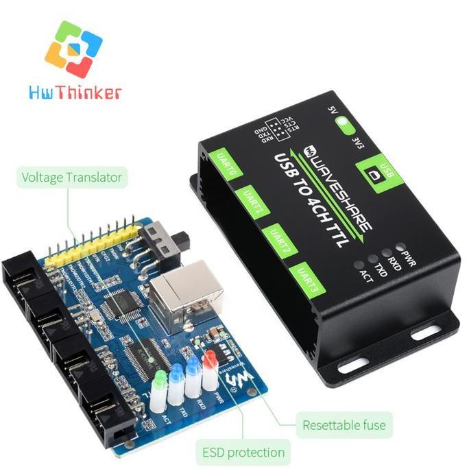 Waveshare Industrial Converter Usb To 4Ch 4 Channel 4 Ch Ttl Uart Multiple Serial Port Stable Transm
