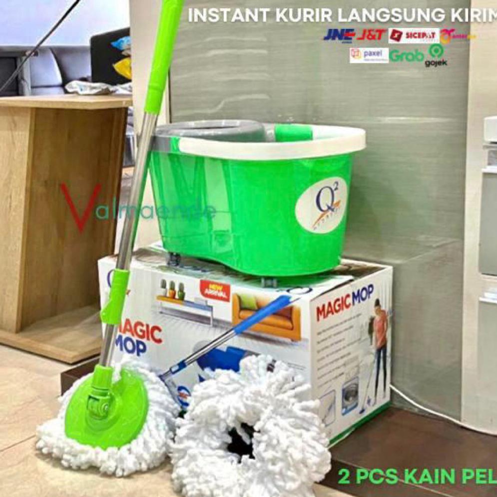 Pel Lantai Putar Pembersih Lantai Otomatis Magic Mop Set Ember Tongkat Kain Pel Q2 2623 Pel Lantai