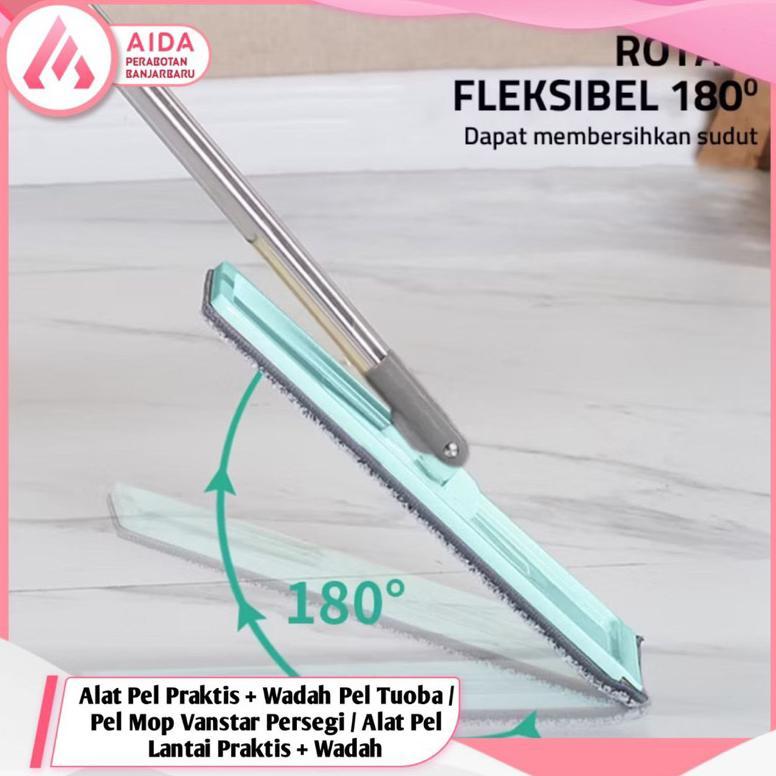 Alat Pel Praktis + Wadah Pel Tuoba / Pel Mop Vanstar Persegi / Alat Pel Lantai Praktis + Wadah / Pel