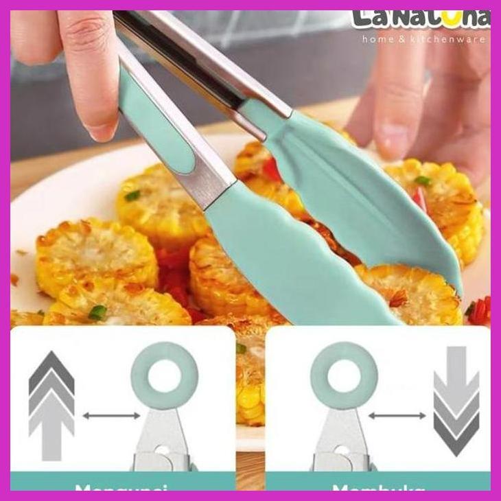 COD JEPITAN MAKANAN SILICONE SERVING TONG FOOD STAINLESS PREMIUM PENCAPIT KUE GORENGAN TAHAN PANAS P