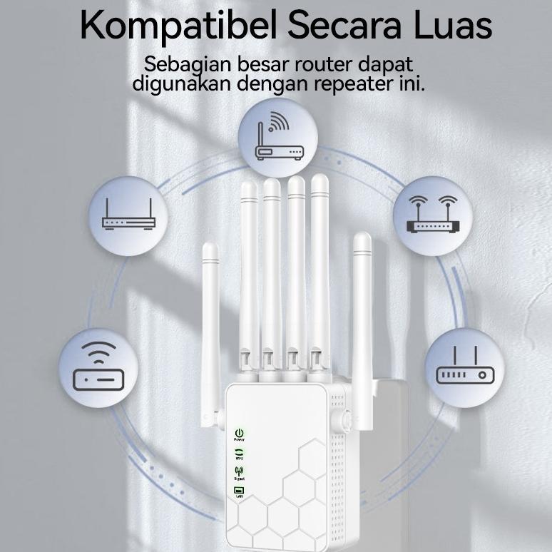 WIFI Repeater Wireless Wifi Range Extender 6 Antena Penguat Sinyal WiFi Booster 300Mbps Wireless Wif