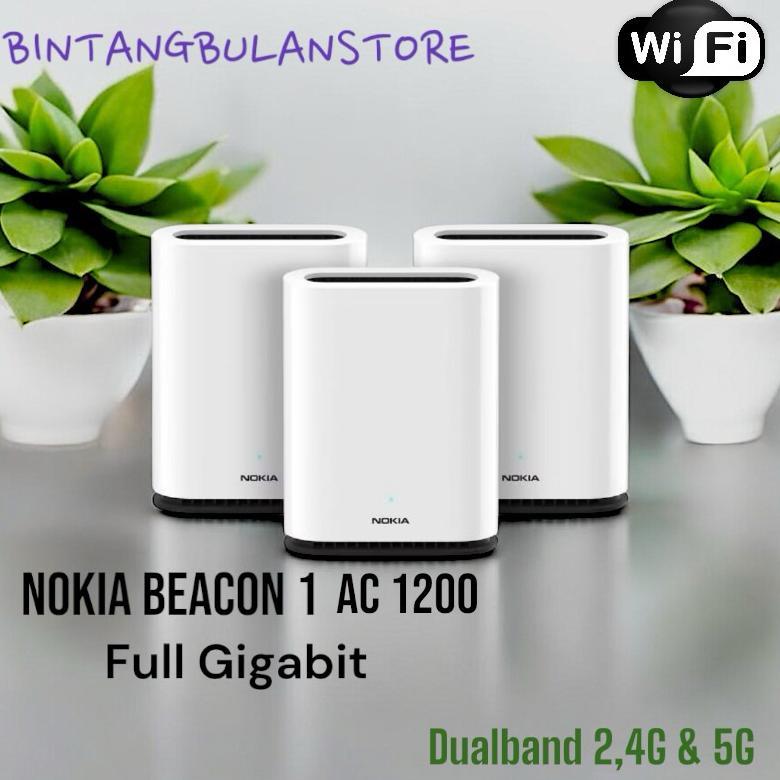 Nokia Beacon 1 WiFi 5 Mesh Extender Gigabit Dualband AC1200 Penguat Signal