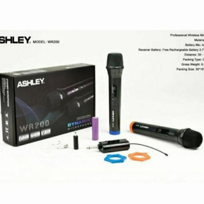 Mic Wireless Ashley WR200 WR 200 Mik Mircrophone Wireless Tanpa Kabel