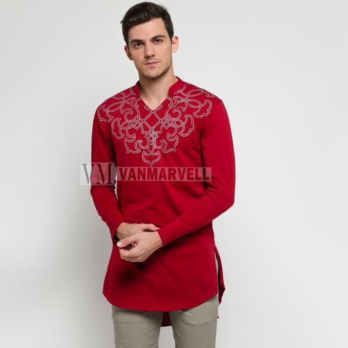 Promo VM Gamis Merah Maroon Baju Koko Jumbo Merah Panjang Gamis Jumbo COD