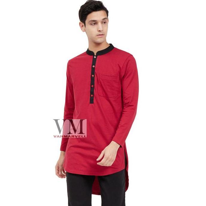 Promo VM Baju Koko Muslim Merah Maroon Gamis Koko Muslim COD