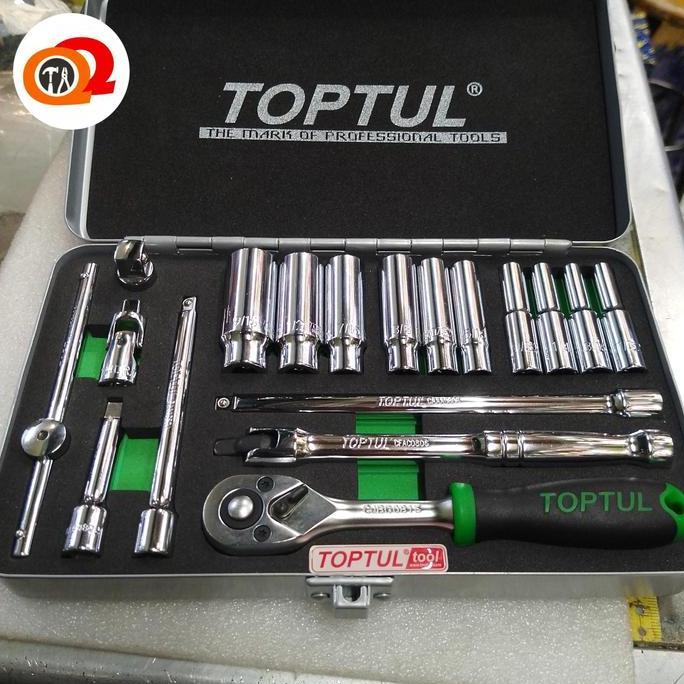 TOPTUL GCAD 1813 || 1/4" DR Socket Set SAE - Kunci sok set inchi