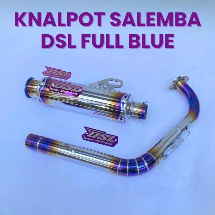 KNALPOT SALEMBA FULL BLUE EDITION ORIGINAL DSL MUFFLER PNP FULLSET SLINCER+LEHERAN UNTUK MOTOR AEROX