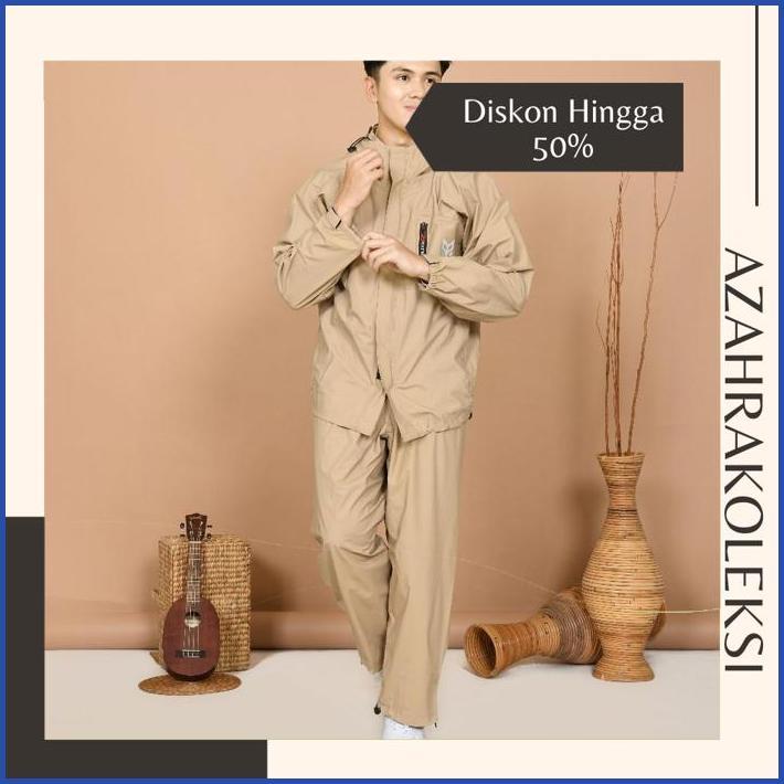 GF21 sd-46 Kevatie Jas Hujan Backpack Series Cream-Jas hujan ransel kevatie Pria Wanita Bahan PVC Ja