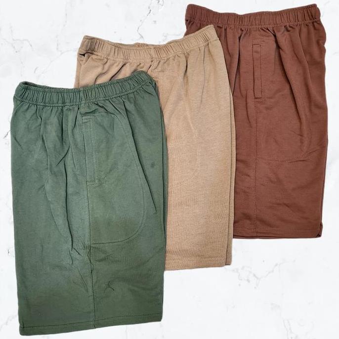 Promo [SAMARETA] Itaka- Celana Pendek Santai Kaos Shorts Pria Itaka Panjang di Bawah Lutut Polos COD