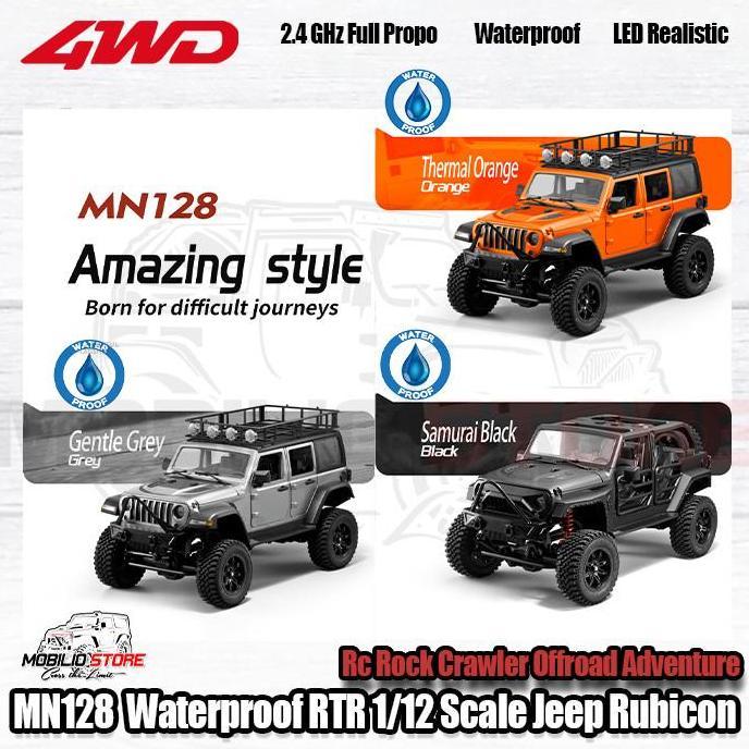 MN128 Waterproof RTR 1/12 Scale Jeep Rubicon RC Rock Crawler Adventure [terbaik]