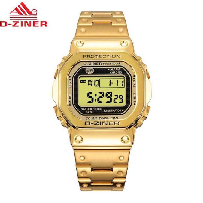 Promo PRODUK TERLARIS Jam tangan Pria Digital ORIGINAL D Ziner 8247 Rantai Stainless Steel anti air 