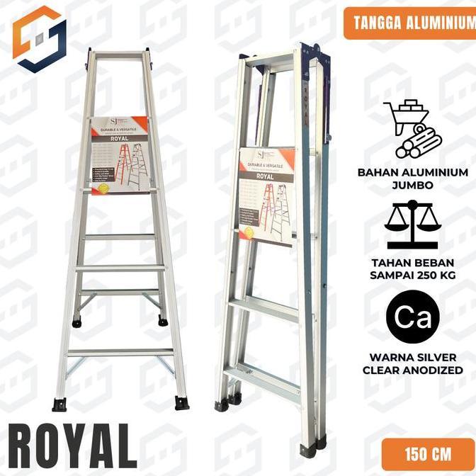 Promo [Gj] Royal Silver - Tangga Lipat Aluminium / Tangga Aluminium Jumbo Multifungsi Cod