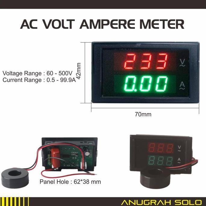 AC Ampere Meter AC Voltmeter Combo Volt Ampere Meter 500V 100A