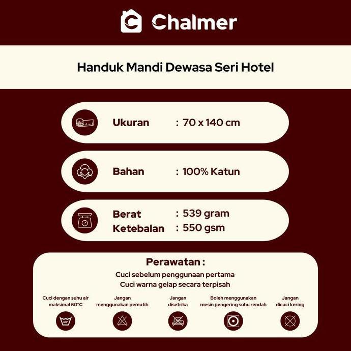 Handuk Mandi Hotel Chalmer 70 X 140 Cm Handuk Hotel Premium Tebal