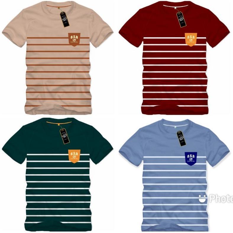 Baju Kaos Anak Laki-Laki Garis Kantong Usia 1-12 Tahun