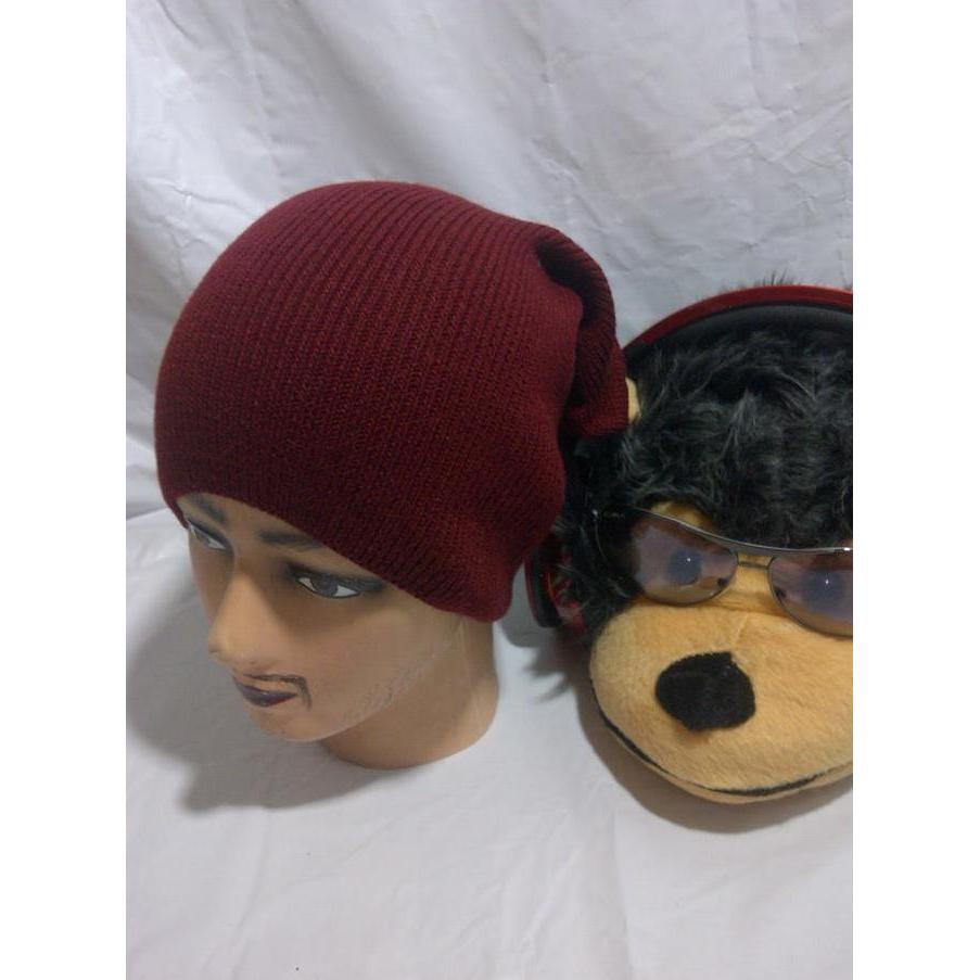 DI164 - topi kupluk/beanie merah maroon polos