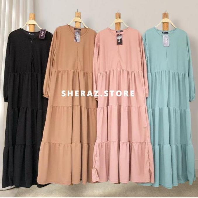 Terbaru Delvina S M L Xl Xxl Xxxl 5L Gamis Dress Susun Rempel Polos Wanita Remaja Jumbo Ld 140 130 1