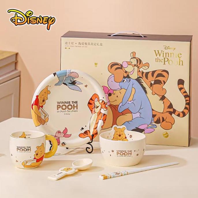 @#@#@#] Set Makan 5pc  Winnie The Pooh Eeyore Tiger Piglet Original Disney Piring Mangkuk Cangkir Mu