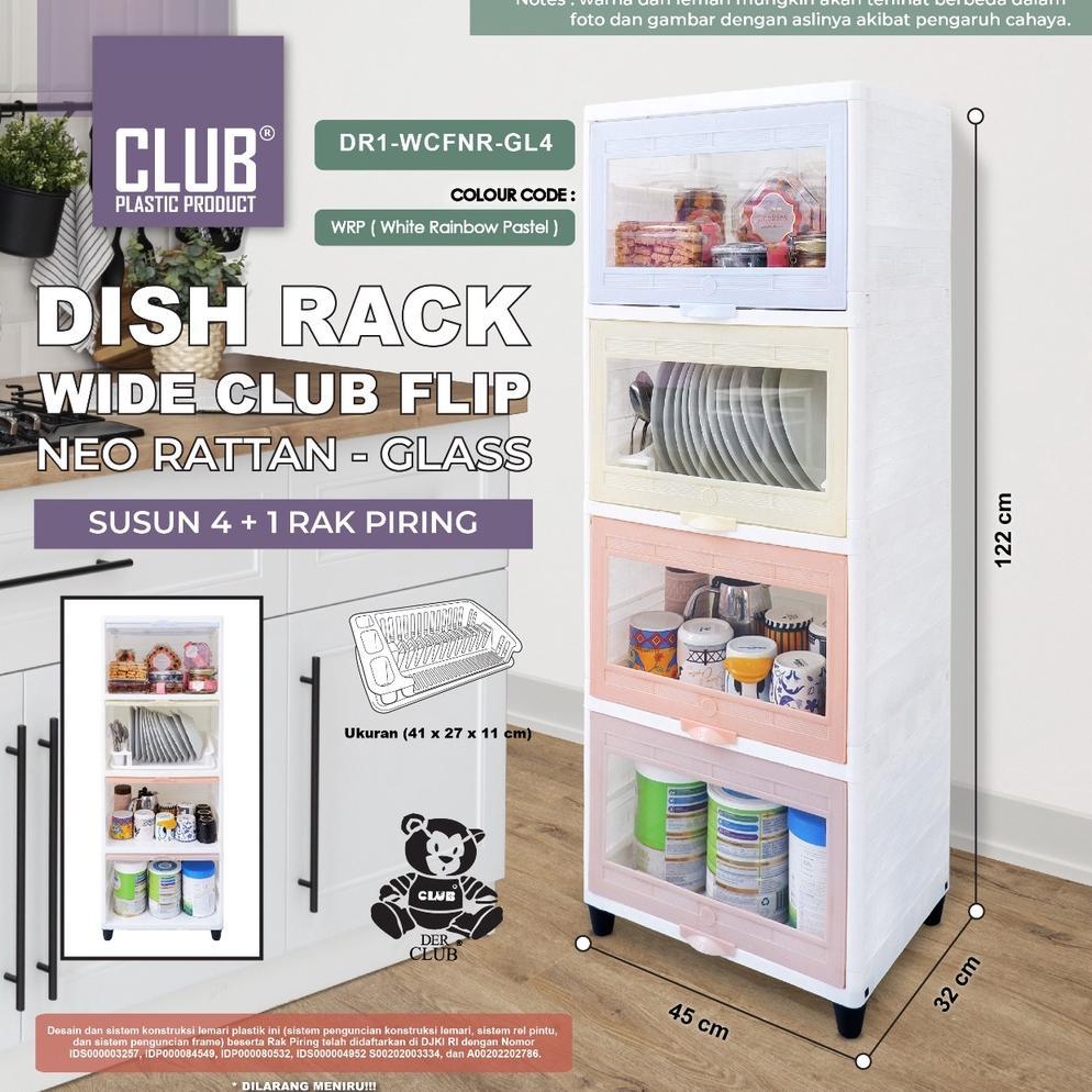 TEMPAT PENYIMPANAN MAKANAN - RAK PIRING KACA CLUB FLIP DR1 WCFNR RAK GELAS RAK PIRING PREMIUM