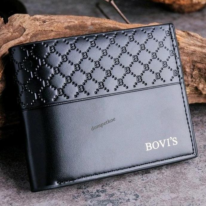 DB255 }} Dompet Pria Original BOVIS Model Lipat Dua Bahan Premium Terbaru Kulit PU