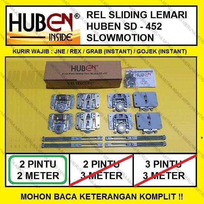 Roda Rel Pintu Lemari Sliding Geser Slow Motion Huben Sd 452 - 2P/2M Kualitas Terbaik Harga Termurah