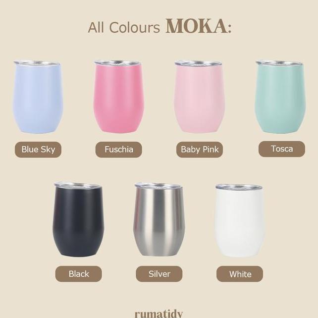 Moka Tumbler Gelas Stainless 304 Tumbler Cup Kedap Anti Bocor 300Ml Tahan Panas Tahan Dingin Vacuum