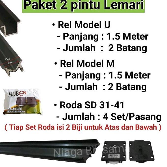 Rel Sliding Plus Roda Lemari 2 Pintu 1,5 Meter Model Tanam U Dan M Sd 31 41 Kualitas Terbaik Harga T