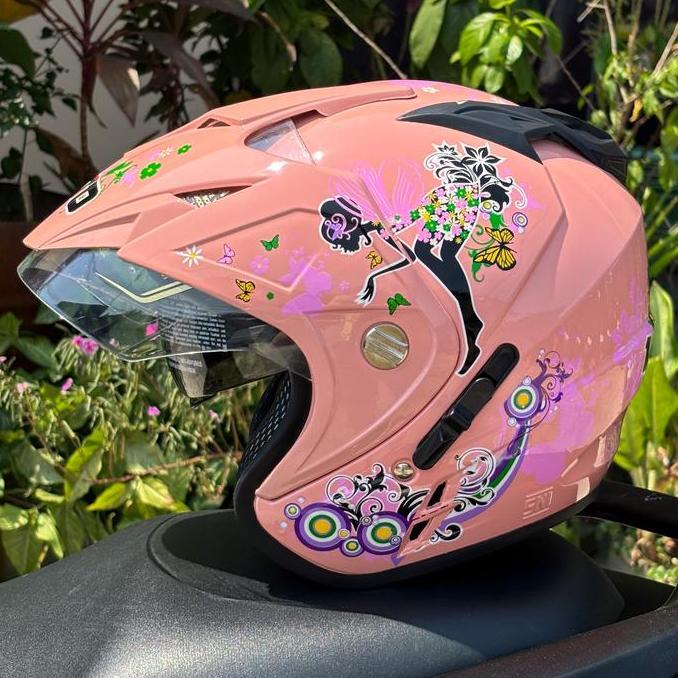 DV235 - Helm Dewasa Perempuan Impressive Pixie Double Visor SNI Half Face