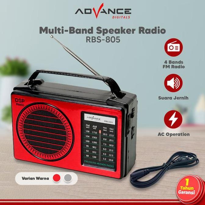 ADVANCE Radio RBS-805 FM / AM / SW1 / SW2 4 Band Speaker Radio - Baterai atau listrik / Speaker Jadu