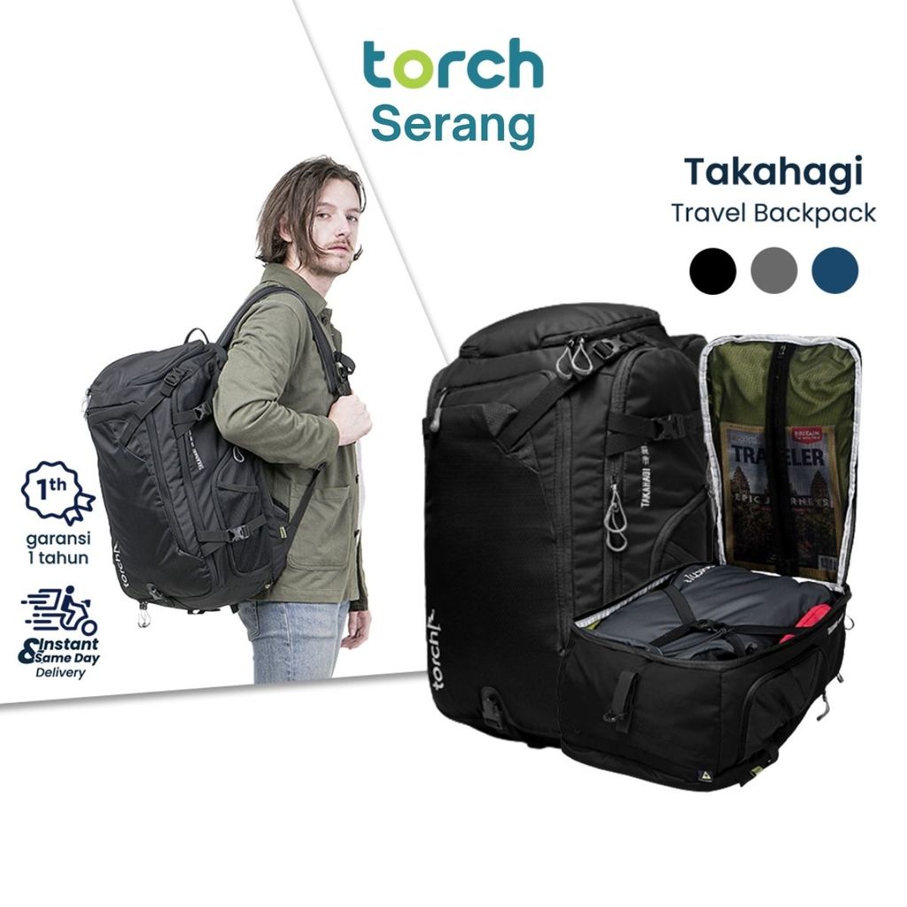 TORCH Takahagi Travelling Kerja Laptop Pria Wanita Tahan Air - Travel Tas Ransel Rain Cover