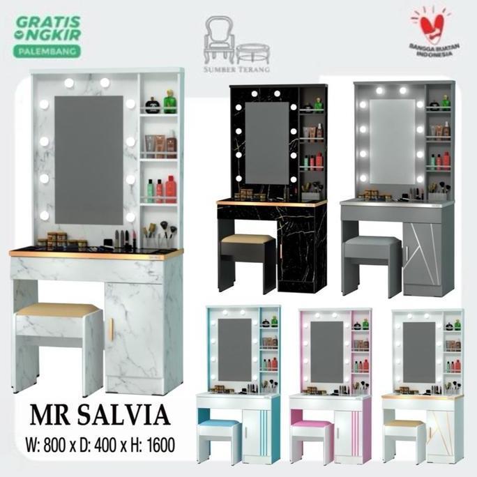 MR SALVIA Meja Rias Lampu LED Minimalis Meja Rias Marble Meja Makeup Dressing Table Meja Rias Pink M