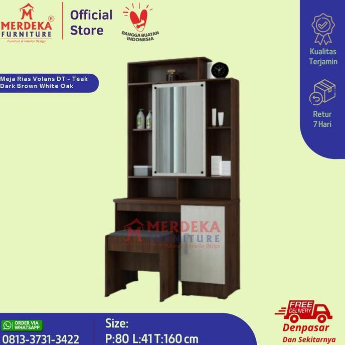 Meja Rias Volans DT - Teak Dark Brown White Oak