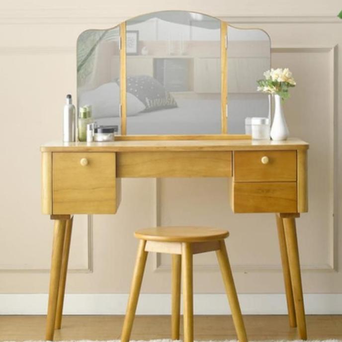 Pesanan khusus Meja rias laci duco frame kaca besi gold