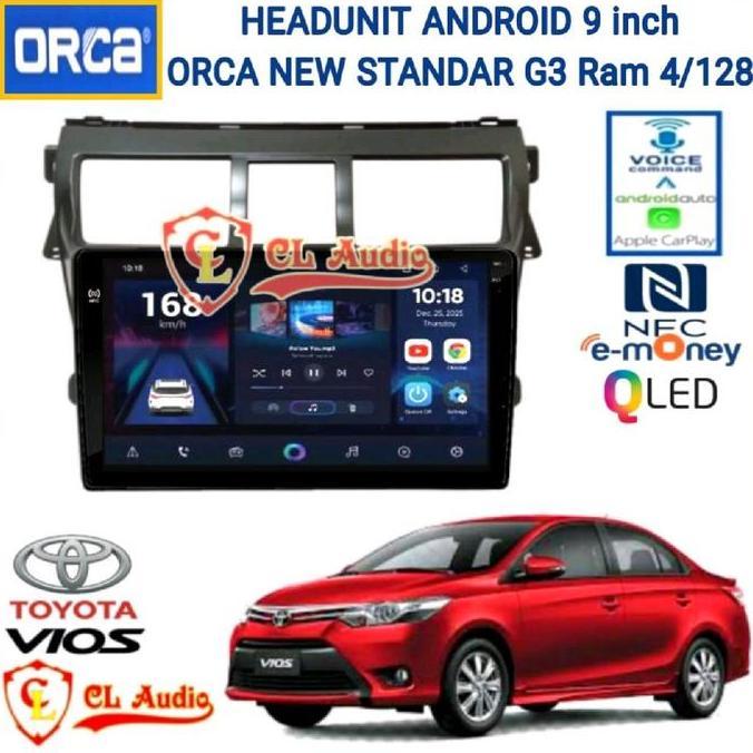 TERMURAH - Head Unit Android 9 Inch ORCA OEM Toyota Vios 2008-2012