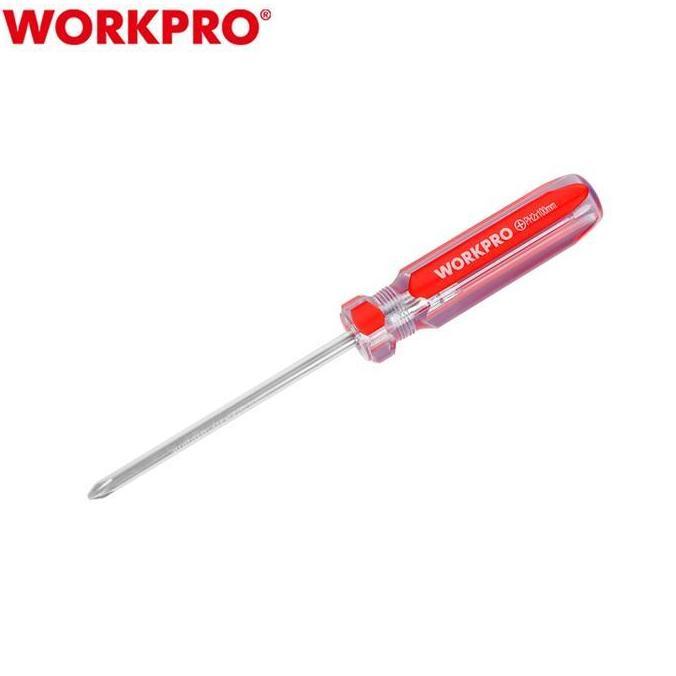 [BERGARANSI] WORKPRO WP221283 ph1X100mm Phillips Screwdriver (Obeng Plus)