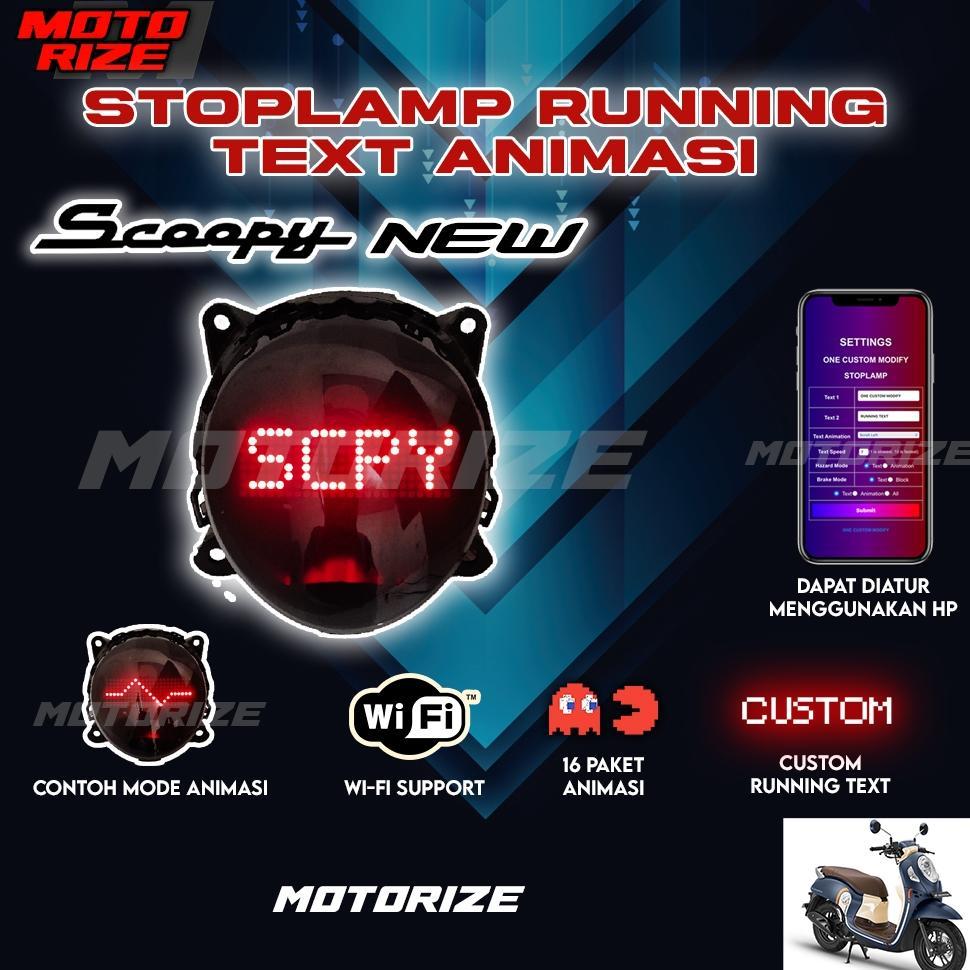 Stoplamp Running Text Animasi Scoopy New 2020-2024 Lampu LED Rem Belakang Modifikasi Variasi Motor 2