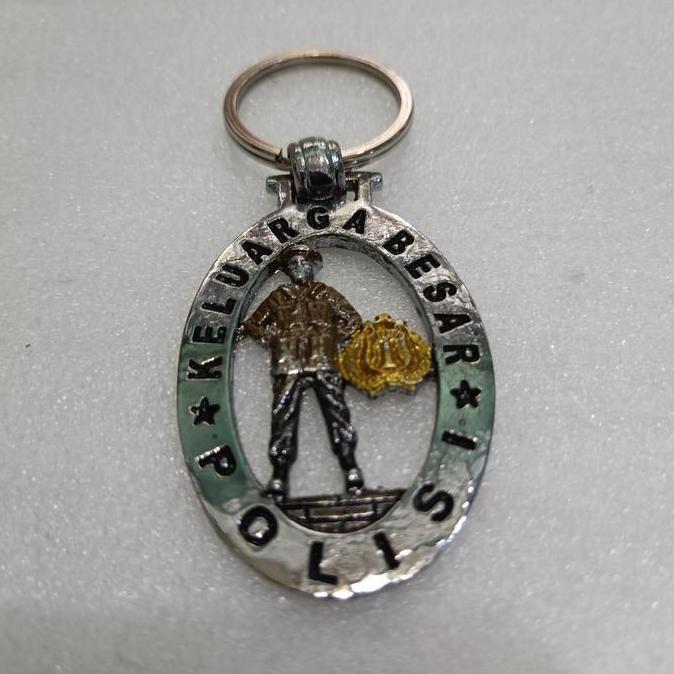 gantungan kunci ring logo polisi stainless
