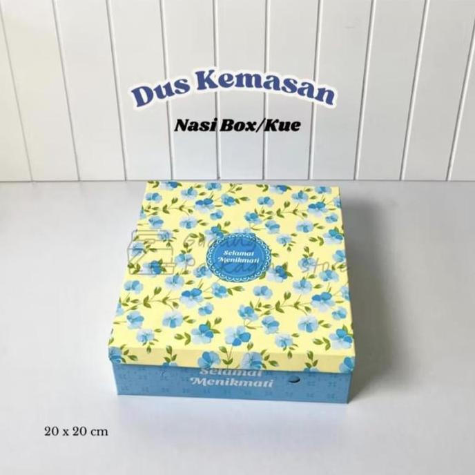 100 Pcs / Dus kemasan nasi box / Box nasi 20x20 / Laris box biru