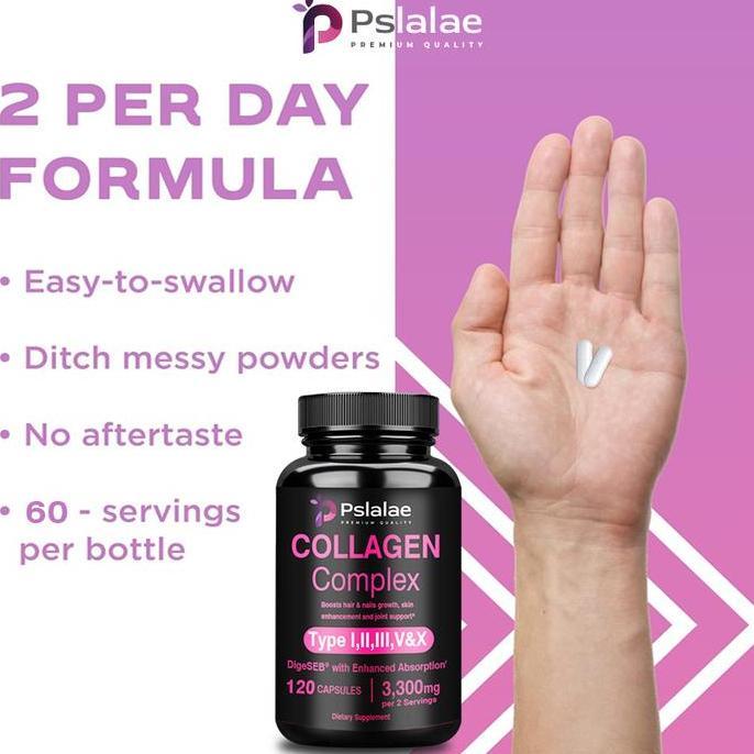 Pslalae - Multi-Collagen Complex - Suplemen Quintuple Collagen Complex - I, Ii, Iii, V, X, Grass-Fed