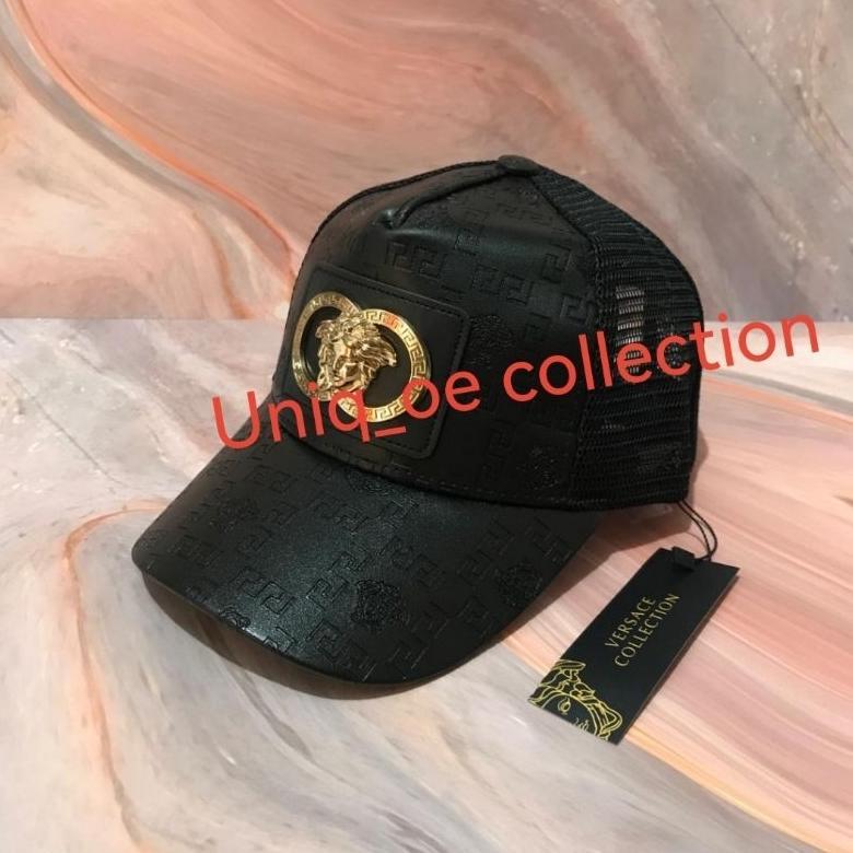 topi baseball kulit logo besi premium