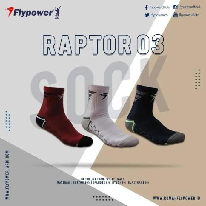 Kaos Kaki Badminton Flypower Raptor 03 Original Bulutangkis